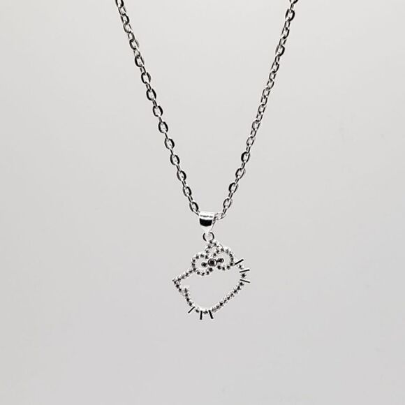 Brand New Silver Rhinestone Hello Kitty Necklace - Picture 3 of 5